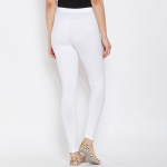 Women White Solid Ankle-Length Legging